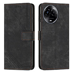 Leather Case Stands Flip Cover Holder Y08X for Realme 11 5G Black