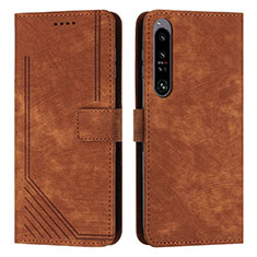 Leather Case Stands Flip Cover Holder Y08X for Sony Xperia 1 IV Brown