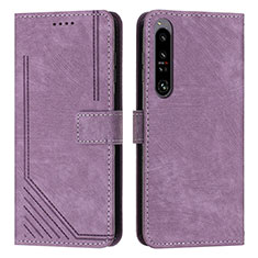 Leather Case Stands Flip Cover Holder Y08X for Sony Xperia 1 IV Purple
