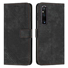 Leather Case Stands Flip Cover Holder Y08X for Sony Xperia 1 V Black