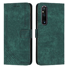 Leather Case Stands Flip Cover Holder Y08X for Sony Xperia 1 V Green