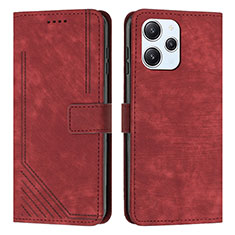 Leather Case Stands Flip Cover Holder Y08X for Xiaomi Redmi 12 4G Red