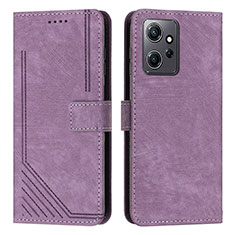 Leather Case Stands Flip Cover Holder Y08X for Xiaomi Redmi Note 12 4G Purple