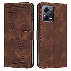Leather Case Stands Flip Cover Holder Y08X for Xiaomi Redmi Note 12 Pro+ Plus 5G Brown