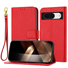 Leather Case Stands Flip Cover Holder Y09X for Google Pixel 8 5G Red