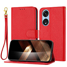 Leather Case Stands Flip Cover Holder Y09X for Huawei Honor X5 Plus Red