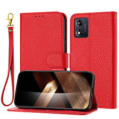 Leather Case Stands Flip Cover Holder Y09X for Motorola Moto E13 Red