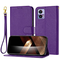 Leather Case Stands Flip Cover Holder Y09X for Motorola Moto Edge 30 Lite 5G Purple