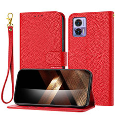 Leather Case Stands Flip Cover Holder Y09X for Motorola Moto Edge 30 Lite 5G Red