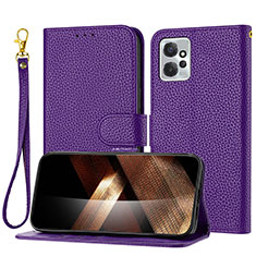 Leather Case Stands Flip Cover Holder Y09X for Motorola Moto G Power 5G (2023) Purple