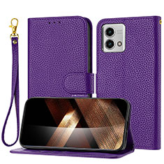 Leather Case Stands Flip Cover Holder Y09X for Motorola Moto G Stylus (2023) 5G Purple