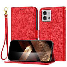 Leather Case Stands Flip Cover Holder Y09X for Motorola Moto G Stylus (2023) 5G Red