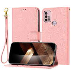 Leather Case Stands Flip Cover Holder Y09X for Motorola Moto G10 Power Rose Gold