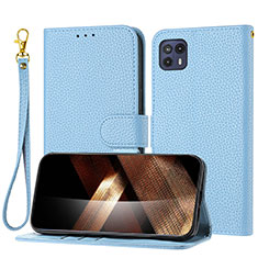 Leather Case Stands Flip Cover Holder Y09X for Motorola Moto G50 5G Blue