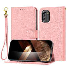 Leather Case Stands Flip Cover Holder Y09X for Nokia G60 5G Rose Gold