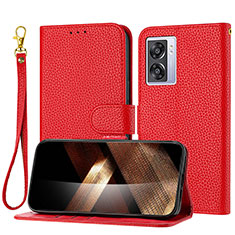 Leather Case Stands Flip Cover Holder Y09X for Oppo A57 5G Red