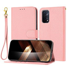 Leather Case Stands Flip Cover Holder Y09X for Oppo A93 5G Rose Gold