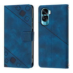 Leather Case Stands Flip Cover Holder YB1 for Huawei Honor 90 Lite 5G Blue