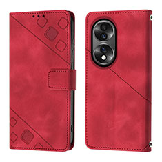 Leather Case Stands Flip Cover Holder YB1 for Huawei Honor X7b Red