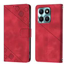 Leather Case Stands Flip Cover Holder YB1 for Huawei Honor X8b Red