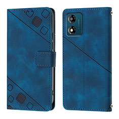 Leather Case Stands Flip Cover Holder YB1 for Motorola Moto E13 Blue