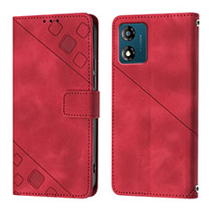 Leather Case Stands Flip Cover Holder YB1 for Motorola Moto E13 Red