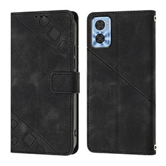 Leather Case Stands Flip Cover Holder YB1 for Motorola Moto E22i Black