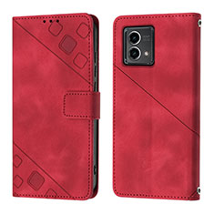 Leather Case Stands Flip Cover Holder YB1 for Motorola Moto G 5G (2023) Red