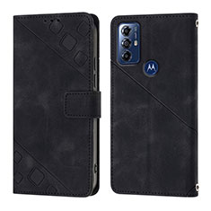 Leather Case Stands Flip Cover Holder YB1 for Motorola Moto G Play (2023) Black