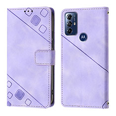 Leather Case Stands Flip Cover Holder YB1 for Motorola Moto G Play (2023) Purple