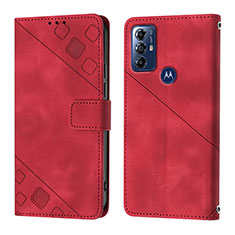 Leather Case Stands Flip Cover Holder YB1 for Motorola Moto G Play Gen 2 Red