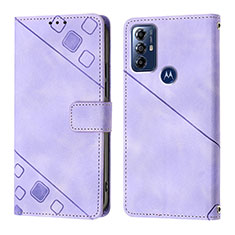 Leather Case Stands Flip Cover Holder YB1 for Motorola Moto G Power (2022) Purple