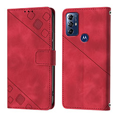 Leather Case Stands Flip Cover Holder YB1 for Motorola Moto G Power (2022) Red
