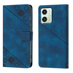 Leather Case Stands Flip Cover Holder YB1 for Motorola Moto G54 5G Blue