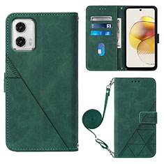 Leather Case Stands Flip Cover Holder YB1 for Motorola Moto G73 5G Green