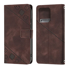 Leather Case Stands Flip Cover Holder YB1 for Motorola Moto X40 5G Brown