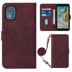 Leather Case Stands Flip Cover Holder YB1 for Nokia C02 Red