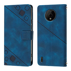 Leather Case Stands Flip Cover Holder YB1 for Nokia C200 Blue