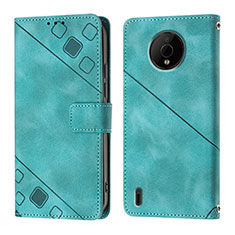 Leather Case Stands Flip Cover Holder YB1 for Nokia C200 Green