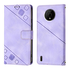 Leather Case Stands Flip Cover Holder YB1 for Nokia C200 Purple