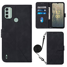 Leather Case Stands Flip Cover Holder YB1 for Nokia C31 Black