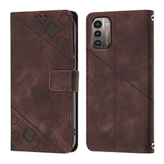 Leather Case Stands Flip Cover Holder YB1 for Nokia G11 Brown