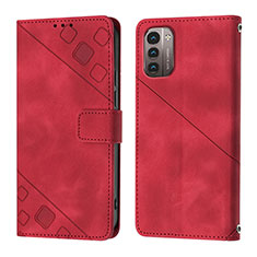 Leather Case Stands Flip Cover Holder YB1 for Nokia G11 Red