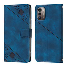 Leather Case Stands Flip Cover Holder YB1 for Nokia G21 Blue