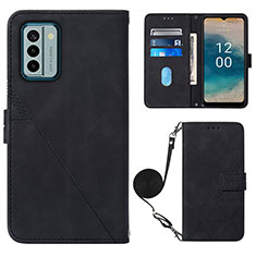 Leather Case Stands Flip Cover Holder YB1 for Nokia G22 Black