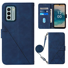 Leather Case Stands Flip Cover Holder YB1 for Nokia G22 Blue