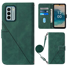 Leather Case Stands Flip Cover Holder YB1 for Nokia G22 Green