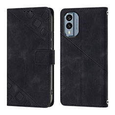 Leather Case Stands Flip Cover Holder YB1 for Nokia X30 5G Black