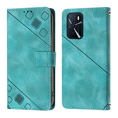 Leather Case Stands Flip Cover Holder YB1 for Oppo A16 Green