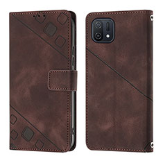 Leather Case Stands Flip Cover Holder YB1 for Oppo A16K Brown